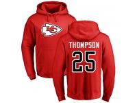 Men #25 Darwin Thompson Red Football Name & Number Logo Kansas City Chiefs Pullover Hoodie
