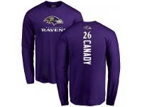 Men #26 Maurice Canady Purple Football Backer Baltimore Ravens Long Sleeve T-Shirt
