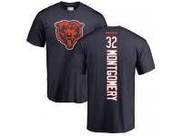 Men #32 David Montgomery Navy Blue Football Backer Chicago Bears T-Shirt