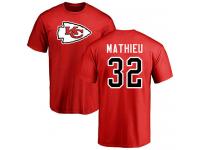 Men #32 Tyrann Mathieu Red Football Name & Number Logo Kansas City Chiefs T-Shirt