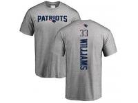Men #33 Joejuan Williams Ash Football Backer New England Patriots T-Shirt