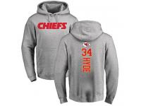 Men #34 Carlos Hyde Ash Football Backer Kansas City Chiefs Pullover Hoodie