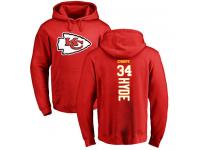 Men #34 Carlos Hyde Red Football Backer Kansas City Chiefs Pullover Hoodie