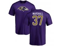 Men #37 Baltimore Ravens Iman Marshall Name & Number Logo Purple Football T-Shirt
