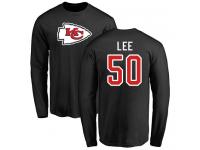 Men #50 Darron Lee Black Football Name & Number Logo Kansas City Chiefs Long Sleeve T-Shirt