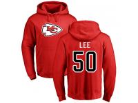 Men #50 Darron Lee Red Football Name & Number Logo Kansas City Chiefs Pullover Hoodie