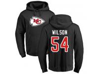 Men #54 Damien Wilson Black Football Name & Number Logo Kansas City Chiefs Pullover Hoodie