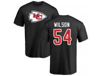 Men #54 Damien Wilson Black Football Name & Number Logo Kansas City Chiefs T-Shirt