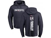Men #64 Hjalte Froholdt Navy Blue Football Backer New England Patriots Pullover Hoodie