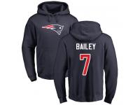Men #7 Jake Bailey Navy Blue Football Name & Number Logo New England Patriots Pullover Hoodie