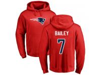 Men #7 Jake Bailey Red Football Name & Number Logo New England Patriots Pullover Hoodie