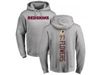 Men #77 Ereck Flowers Ash Football Backer Washington Redskins Pullover Hoodie