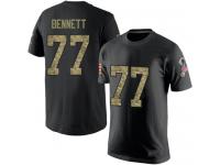 Men #77 Michael Bennett Black Camo Football Salute to Service New England Patriots T-Shirt