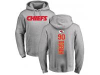 Men #90 Emmanuel Ogbah Ash Football Backer Kansas City Chiefs Pullover Hoodie