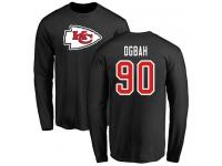 Men #90 Emmanuel Ogbah Black Football Name & Number Logo Kansas City Chiefs Long Sleeve T-Shirt