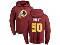 Men #90 Montez Sweat Maroon Football Name & Number Logo Washington Redskins Pullover Hoodie