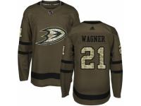 Men Adidas Anaheim Ducks #21 Chris Wagner Green Salute to Service NHL Jersey