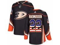 Men Adidas Anaheim Ducks #22 Dennis Rasmussen Black USA Flag Fashion NHL Jersey