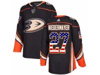 Men Adidas Anaheim Ducks #27 Scott Niedermayer Black USA Flag Fashion NHL Jersey