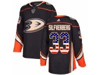 Men Adidas Anaheim Ducks #33 Jakob Silfverberg Black USA Flag Fashion NHL Jersey