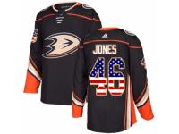 Men Adidas Anaheim Ducks #46 Max Jones Black USA Flag Fashion NHL Jersey