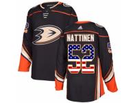 Men Adidas Anaheim Ducks #52 Julius Nattinen Black USA Flag Fashion NHL Jersey