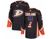 Men Adidas Anaheim Ducks #7 Andrew Cogliano Black USA Flag Fashion NHL Jersey
