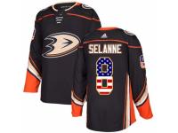 Men Adidas Anaheim Ducks #8 Teemu Selanne Black USA Flag Fashion NHL Jersey