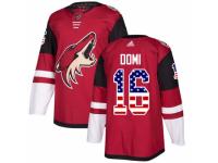 Men Adidas Arizona Coyotes #16 Max Domi Red USA Flag Fashion NHL Jersey