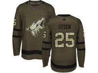 Men Adidas Arizona Coyotes #25 Thomas Steen Green Salute to Service NHL Jersey