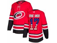 Men Adidas Carolina Hurricanes #17 Rod BrindAmour Red USA Flag Fashion NHL Jersey