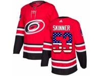 Men Adidas Carolina Hurricanes #53 Jeff Skinner Red USA Flag Fashion NHL Jersey