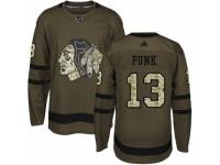 Men Adidas Chicago Blackhawks #13 CM Punk Green Salute to Service NHL Jersey