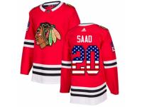 Men Adidas Chicago Blackhawks #20 Brandon Saad Red USA Flag Fashion NHL Jersey