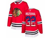 Men Adidas Chicago Blackhawks #32 Michal Rozsival Red USA Flag Fashion NHL Jersey