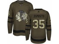 Men Adidas Chicago Blackhawks #35 Tony Esposito Green Salute to Service NHL Jersey