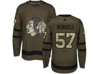 Men Adidas Chicago Blackhawks #57 Tommy Wingels Green Salute to Service NHL Jersey