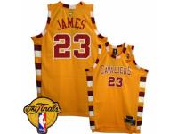Men Adidas Cleveland Cavaliers #23 LeBron James Swingman Gold Throwback Classic 2016 The Finals Patch NBA Jersey
