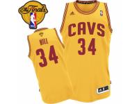 Men Adidas Cleveland Cavaliers #34 Tyrone Hill Swingman Gold Alternate 2015 The Finals Patch NBA Jersey