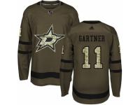 Men Adidas Dallas Stars #11 Mike Gartner Green Salute to Service NHL Jersey