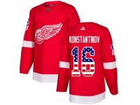 Men Adidas Detroit Red Wings #16 Vladimir Konstantinov Red USA Flag Fashion NHL Jersey