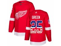 Men Adidas Detroit Red Wings #25 Mike Green Red USA Flag Fashion NHL Jersey