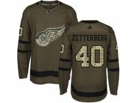 Men Adidas Detroit Red Wings #40 Henrik Zetterberg Green Salute to Service NHL Jersey