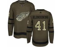 Men Adidas Detroit Red Wings #41 Luke Glendening Green Salute to Service NHL Jersey