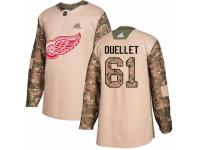 Men Adidas Detroit Red Wings #61 Xavier Ouellet Camo Veterans Day Practice NHL Jersey