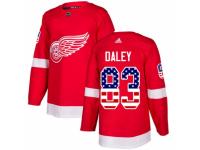 Men Adidas Detroit Red Wings #83 Trevor Daley Red USA Flag Fashion NHL Jersey