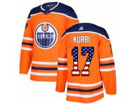 Men Adidas Edmonton Oilers #17 Jari Kurri Orange USA Flag Fashion NHL Jersey