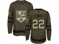 Men Adidas Los Angeles Kings #22 Trevor Lewis Green Salute to Service NHL Jersey