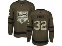 Men Adidas Los Angeles Kings #32 Jonathan Quick Green Salute to Service NHL Jersey