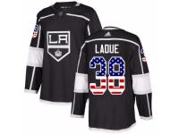 Men Adidas Los Angeles Kings #38 Paul LaDue Black USA Flag Fashion NHL Jersey